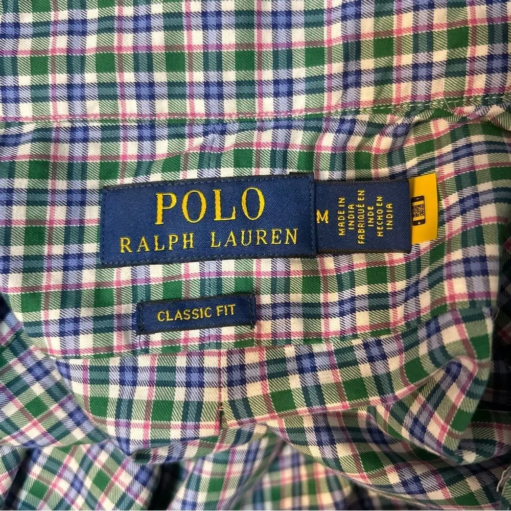 Polo Ralph Lauren Plaid Classic Fit Sport Button Down Shirt Size Medium
